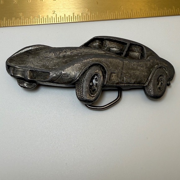 Bergamot Brass Works Other - Bergamot Brass Works 1979 Corvette Stingray Pewter Belt Buckle Vintage USA